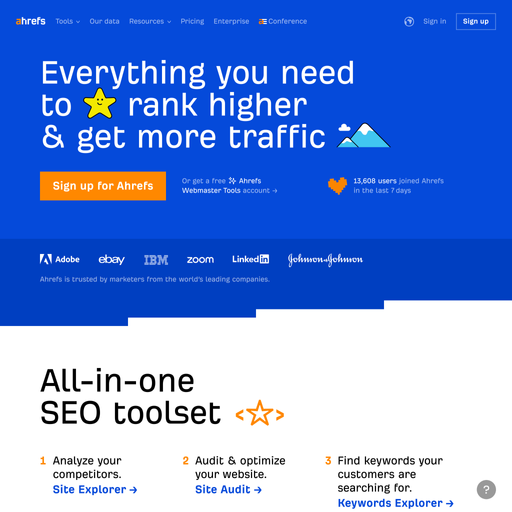ahrefs.com homepage in Jul 2024