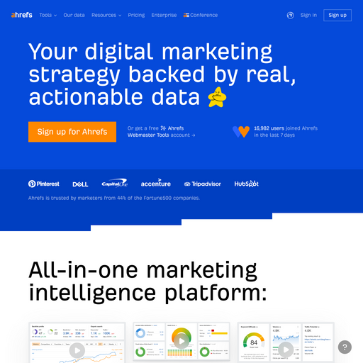 ahrefs.com homepage in Oct 2024