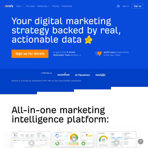 ahrefs.com homepage in Dec 2024