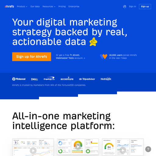 ahrefs.com homepage in Feb 2025