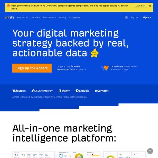 ahrefs.com homepage in May 2025