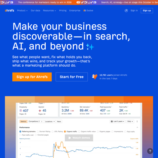 ahrefs.com homepage in Oct 2025