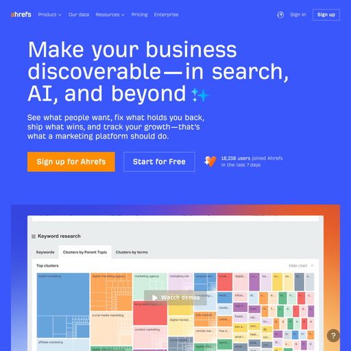 ahrefs.com homepage in Dec 2025