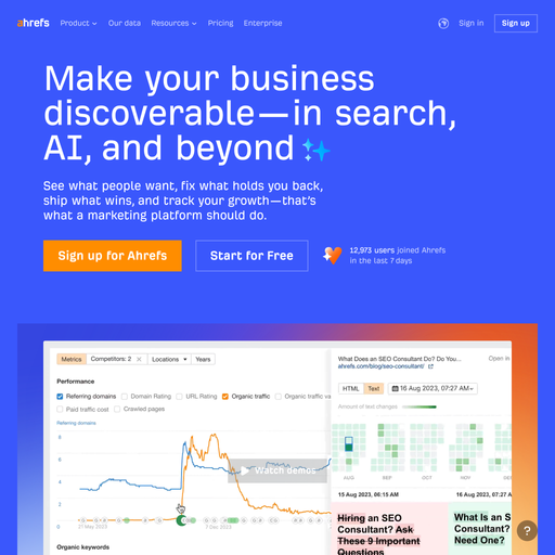 ahrefs.com homepage in Jan 2026