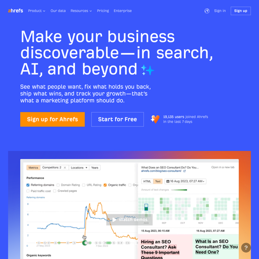 ahrefs.com homepage in Feb 2026