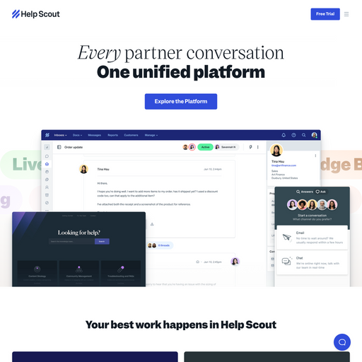 helpscout.com homepage in Jun 2024