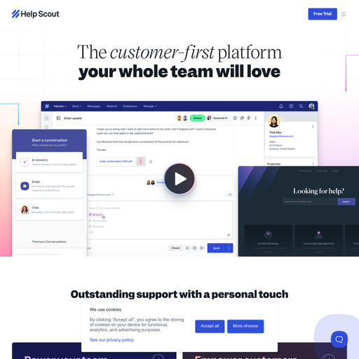 helpscout.com homepage in Sep 2024