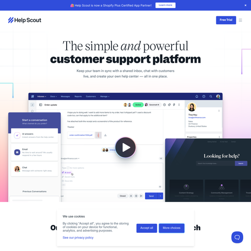 helpscout.com homepage in Nov 2024