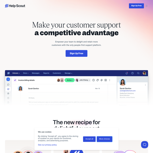 helpscout.com homepage in Apr 2025