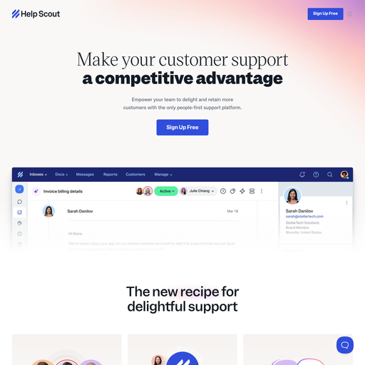 helpscout.com homepage in May 2025
