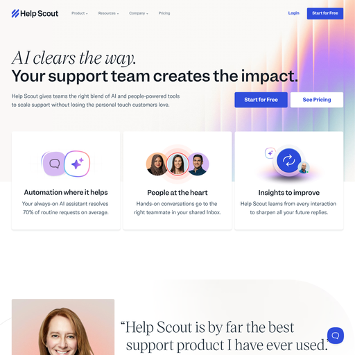 helpscout.com homepage in Mar 2026