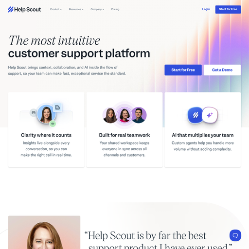 helpscout.com homepage in Apr 2026
