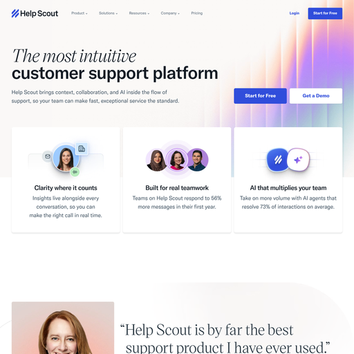 helpscout.com homepage in Jul 2026