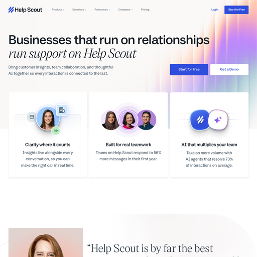 helpscout.com homepage in August 2026