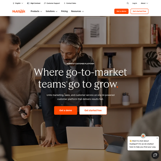 hubspot.com homepage in Mar 2026