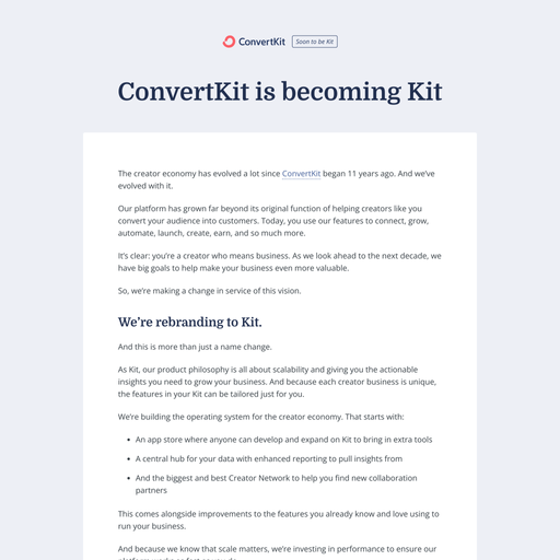 kit.com homepage in Jul 2024