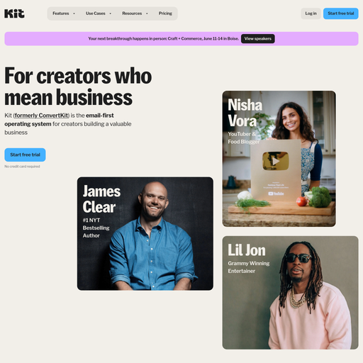 kit.com homepage in Apr 2025