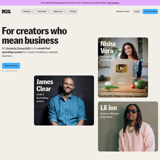 kit.com homepage in May 2025