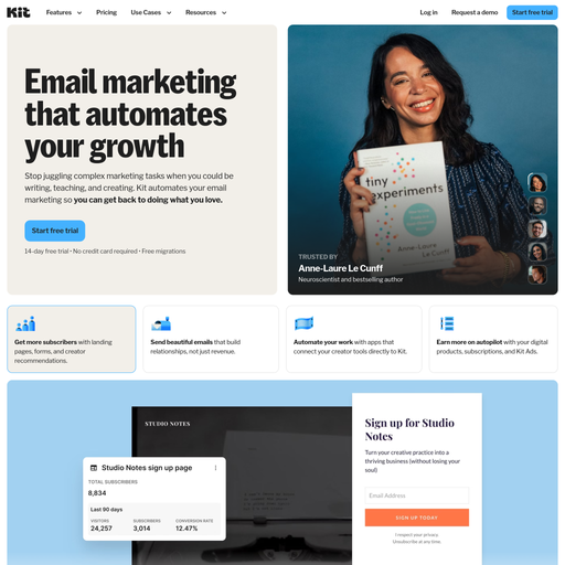 kit.com homepage in Jan 2026