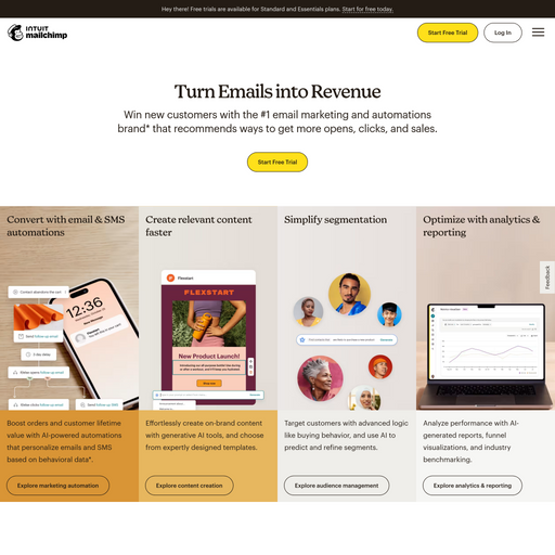 mailchimp.com homepage in Jan 2024