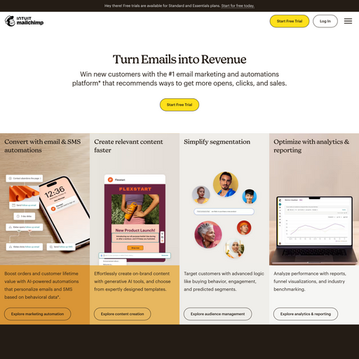 mailchimp.com homepage in May 2024