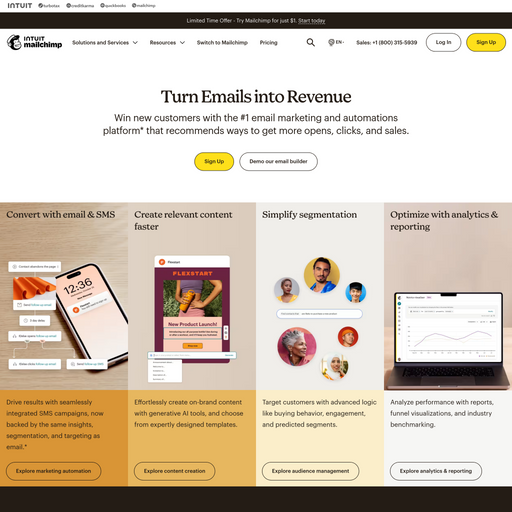 mailchimp.com homepage in Aug 2024