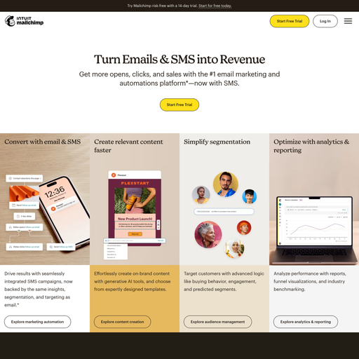 mailchimp.com homepage in Dec 2024