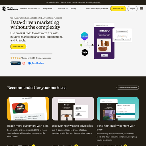 mailchimp.com homepage in Mar 2026