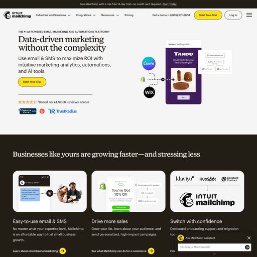 mailchimp.com homepage in Apr 2026