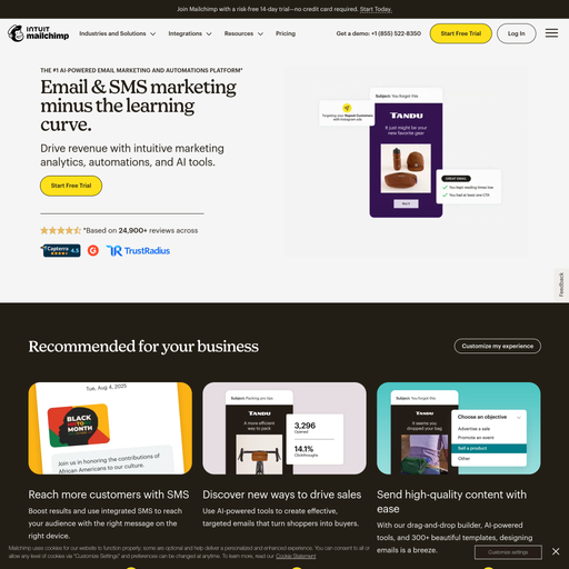 mailchimp.com homepage in May 2026