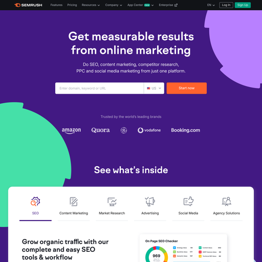semrush.com homepage in Nov 2024