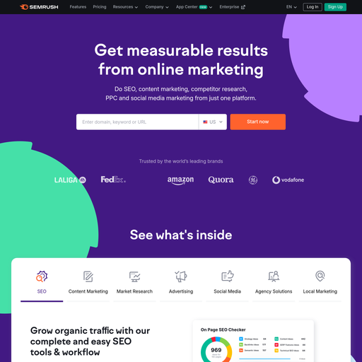 semrush.com homepage in Mar 2025