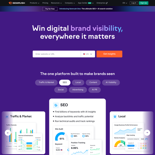 semrush.com homepage in Nov 2025