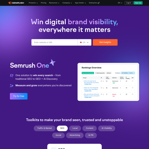 semrush.com homepage in Dec 2025
