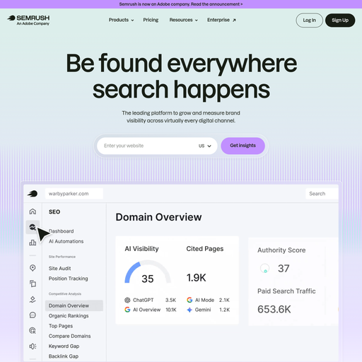 semrush.com homepage in May 2026