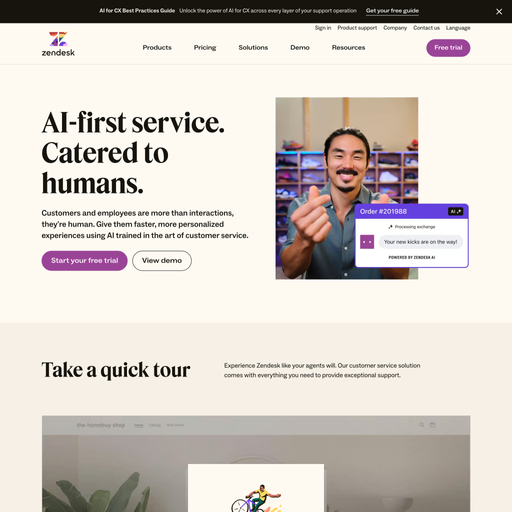 zendesk.com homepage in Jul 2024