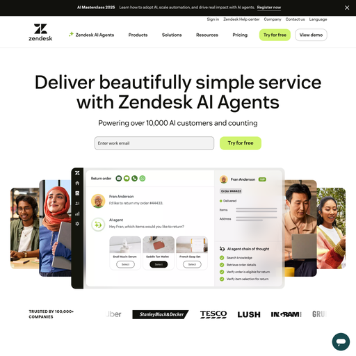 zendesk.com homepage in Jul 2025