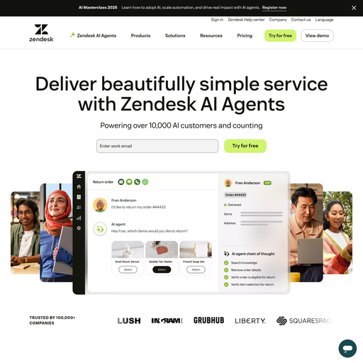 zendesk.com homepage in Aug 2025
