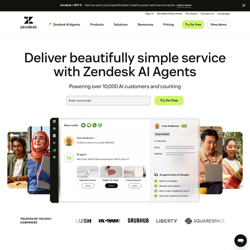zendesk.com homepage in Sep 2025