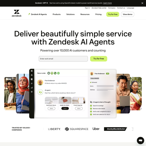 zendesk.com homepage in Oct 2025