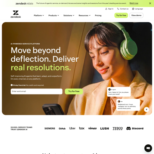 zendesk.com homepage in Jun 2026